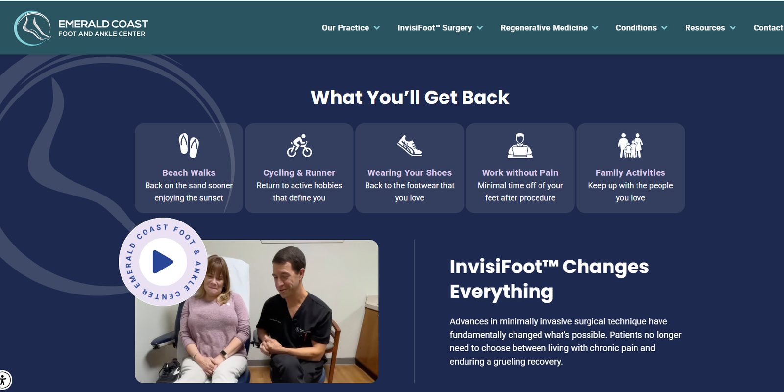 Emerald Coast Foot & Ankle — benefits and video section
