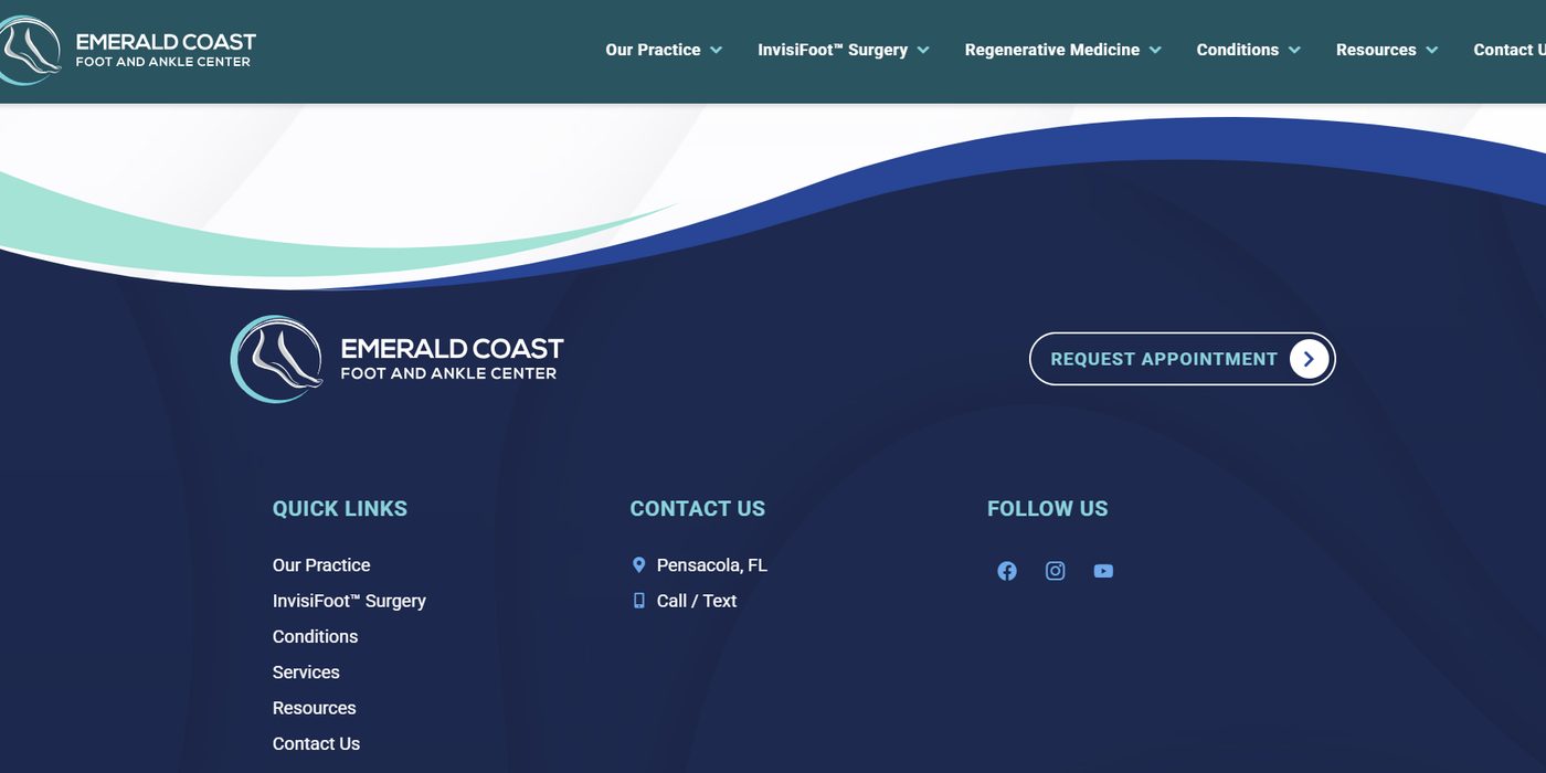 Emerald Coast Foot & Ankle — footer and contact section