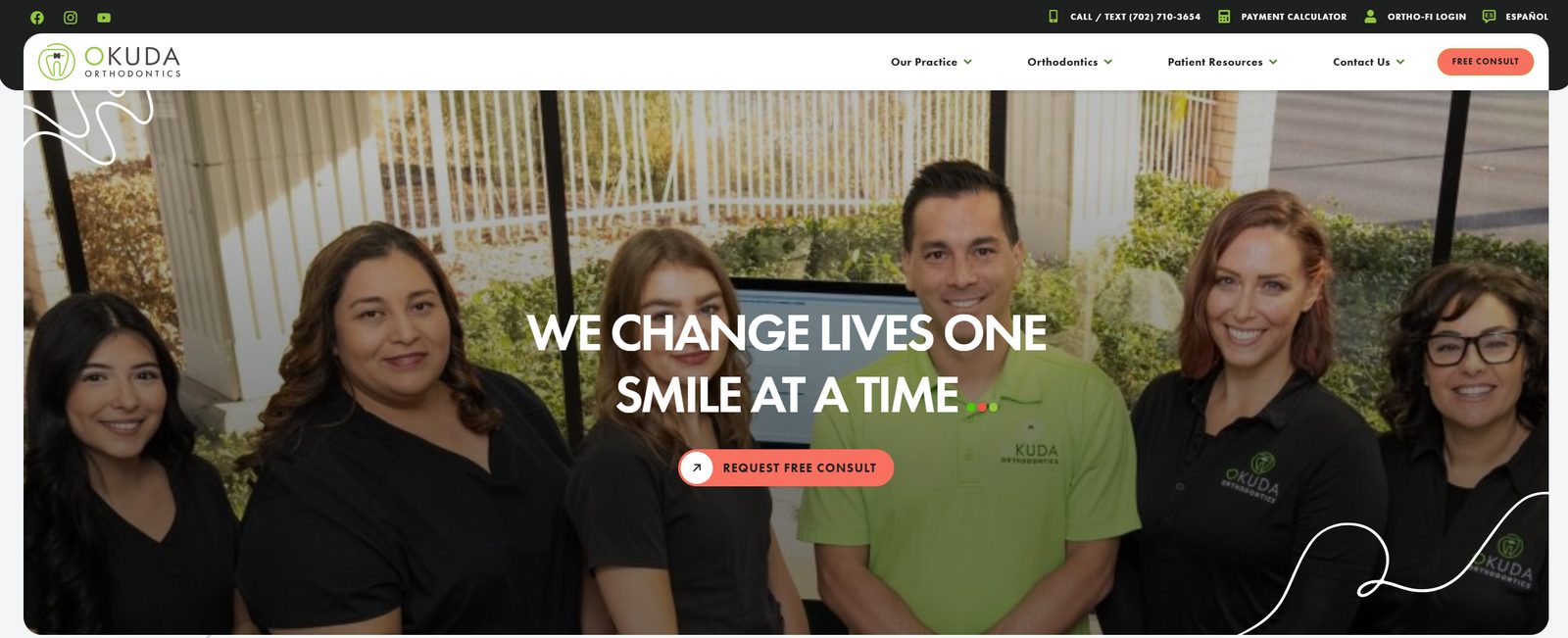 Okuda Orthodontics website screenshot