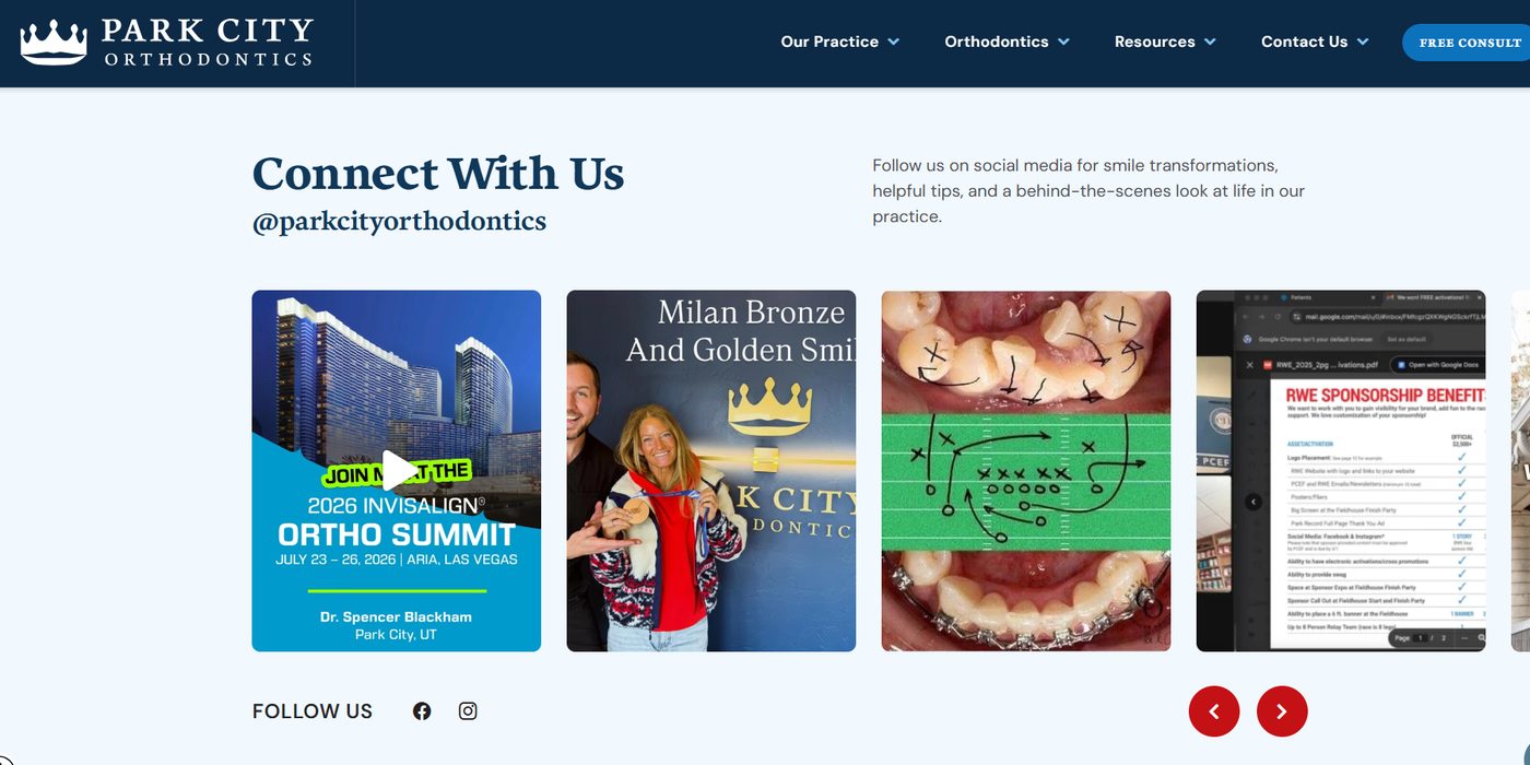 Park City Orthodontics — social feed section